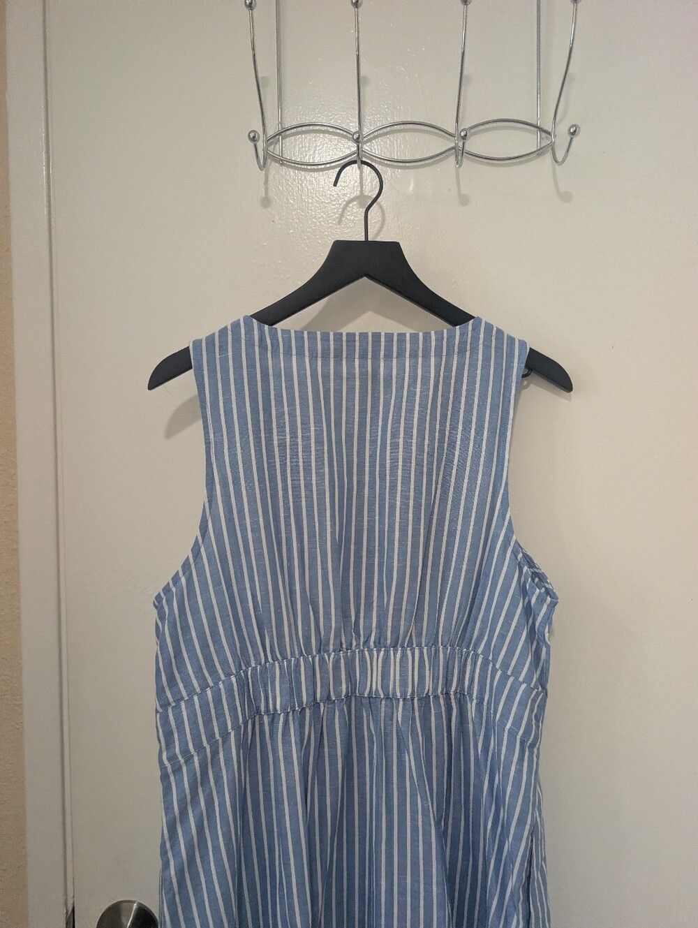 Pact Organic Canopy Linen Blend Button-Front Midi Dress In Bondi Stripe - Picture 10 of 16
